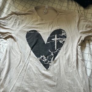 Heart Graphic T-Shirt in Cream and Black